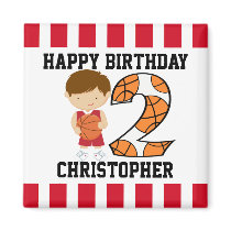 2nd Birthday Red and White Basketball Player v2 Magnets