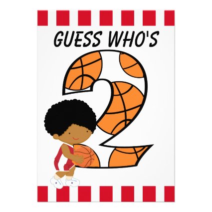 2nd Birthday Red and White Basketball Player v3 Personalized Invite