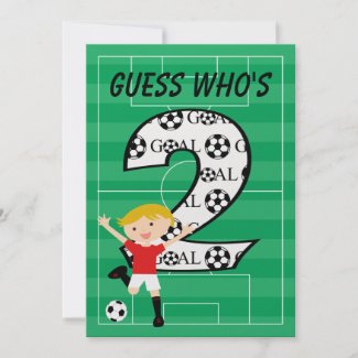 2nd Birthday Red and White Soccer Goal Invitation invitation