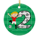 2nd Birthday Red and White Soccer Goal Ornament