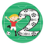2nd Birthday Red and White Soccer Goal Stickers