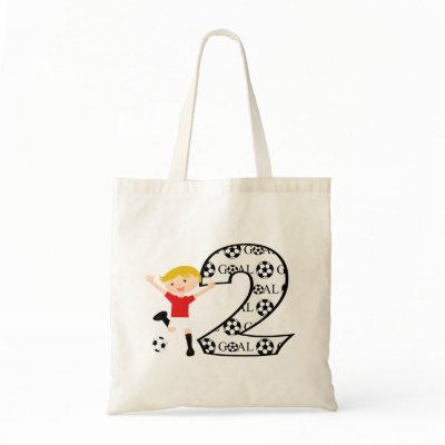 2nd Birthday Red and White Soccer Goal Tote Bag by CelebrationBazaar
