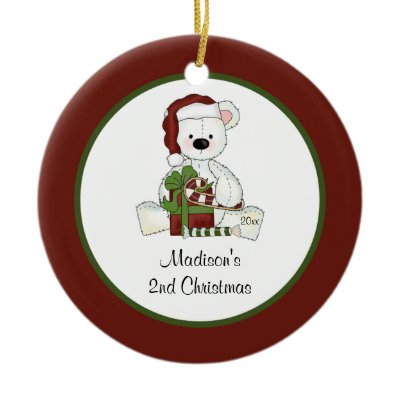 2nd Christmas Santa Bear Personalized Christmas Ornaments