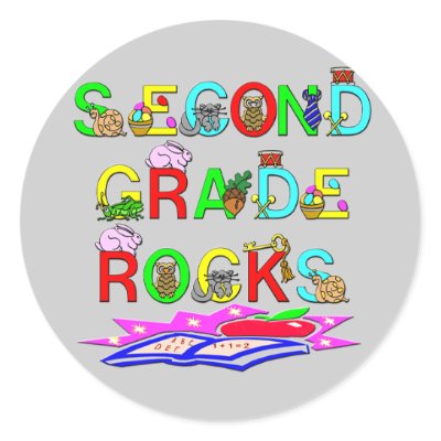 2nd Grade Rocks Round Stickers