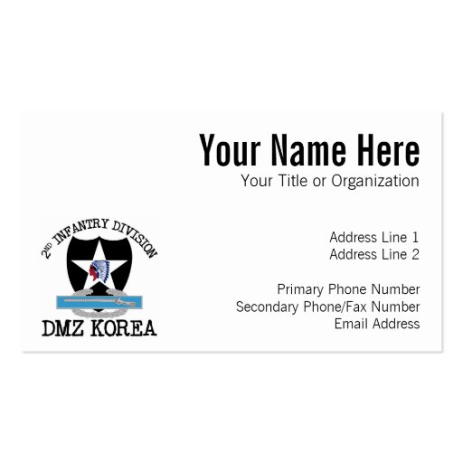 2nd ID Korea DMZ Vet with CIB Business Cards (front side)