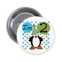 2nd Penguin Birthday Tshirts and Gifts Pin
