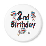 2nd Sock  Monkey Baseball Birthday magnets