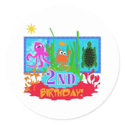 2nd Undersea Adventure Birthday Stickers by kids_birthdays