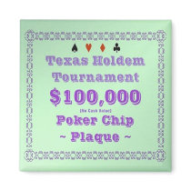 2x2 Texas Holdem Poker Chip Plaque - $100K Refrigerator Magnet