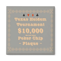 2x2 Texas Holdem Poker Chip Plaque - $10K Fridge Magnet