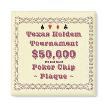 2x2 Texas Holdem Poker Chip Plaque - $50K Fridge Magnet
