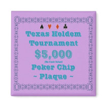 2x2 Texas Holdem Poker Chip Plaque - $5K Refrigerator Magnets