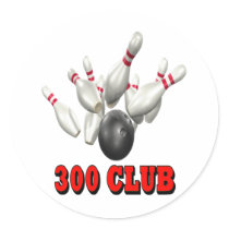 300 Club Bowling Round Stickers