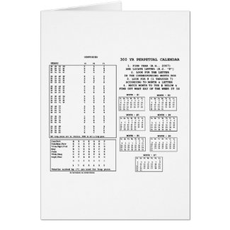 300 Year Perpetual Calendar (Day Of The Week) card