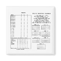300 Year Perpetual Calendar (Day Of The Week) magnets