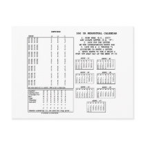 300 Year Perpetual Calendar (Day Of The Week) postcards
