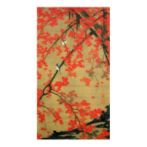 30. 紅葉小禽図, 若冲 Maple & Small Birds, Jakuchū Poster