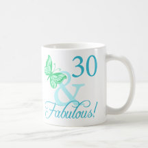 30 And Fabulous Birthday Gifts (Aqua) Coffee Mug