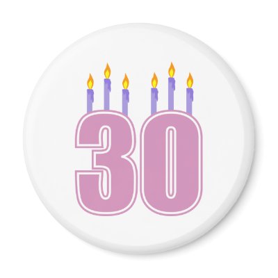 30 Birthday Candles (Pink / Purple) Magnets by LushLaundry