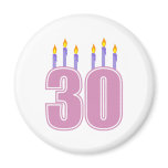 30 Birthday Candles (Pink / Purple) magnets