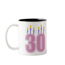 30 Birthday Candles (Pink / Purple) mugs by LushLaundry 30 Birthday Candles (Pink / Purple) mugs