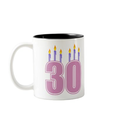 30 Birthday Candles (Pink / Purple) Coffee Mugs by LushLaundry