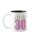 30 Birthday Candles (Pink / Purple) mugs