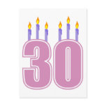30 Birthday Candles (Pink / Purple) Postcards