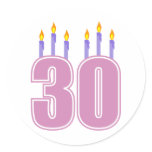 30 Birthday Candles (Pink / Purple) Stickers