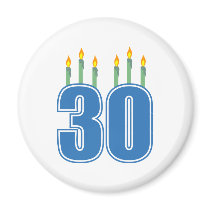 30 Candles (Blue / Green) Fridge Magnet