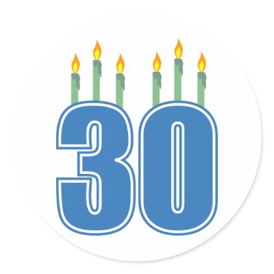 30 Candles (Blue / Green) Stickers by LushLaundry