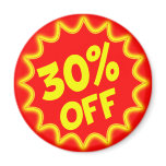 30 PERCENT OFF RETAIL LABEL REFRIGERATOR MAGNET