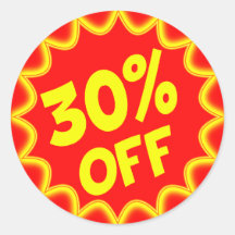 30 PERCENT OFF RETAIL LABEL STICKERS