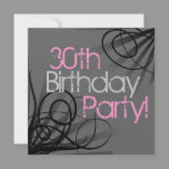 30 Pink Charcoal Swirl Custom Invitations