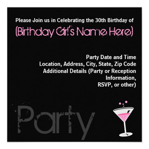 30 Pink Charcoal Swirl Custom Invitations