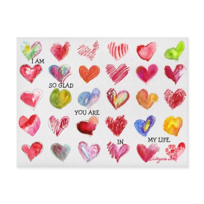 30 SO GLAD Valentine Hearts Postcard by lillyarts