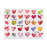30 SO GLAD Valentine Hearts Postcard