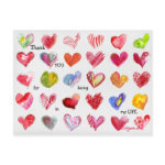 30 Thank You Valentine Hearts Postcard postcard