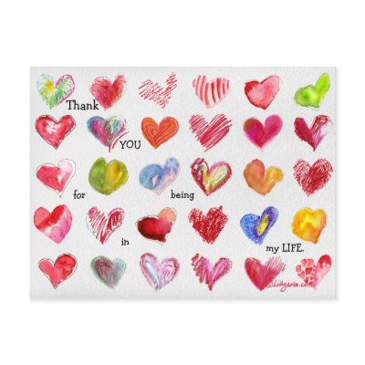 30 Thank You Valentine Hearts Postcard by lillyarts