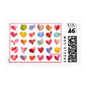30 Valentine Hearts Postage Stamps