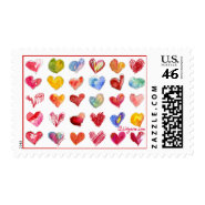 30 Valentine Hearts Postage Stamps stamp