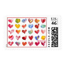 30 Valentine Hearts Postage Stamps