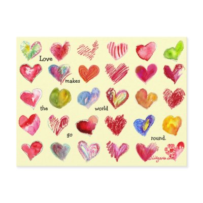 30 Valentine Hearts Postcard by lillyarts