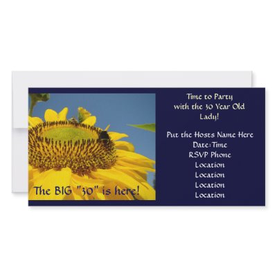 30 Year Old Lady! Birthday Party Invitation Flower Personalized Photo Card by Basleeartprintgifts