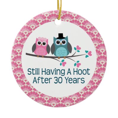 30th Anniversary Owl Wedding Anniversaries Gift Christmas Ornaments