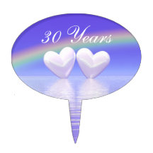 30th Anniversary Pearl Hearts Cake Topper