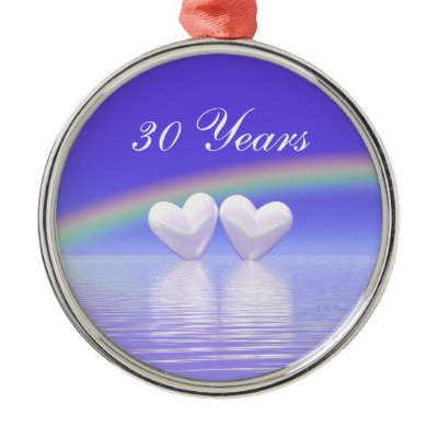 30th Anniversary Pearl Hearts Christmas Ornament