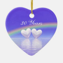 30th Anniversary Pearl Hearts Christmas Tree Ornaments