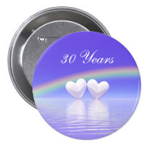 30th Anniversary Pearl Hearts Pinback Buttons