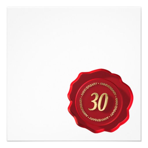 30th anniversary red wax seal custom announcements (front side)